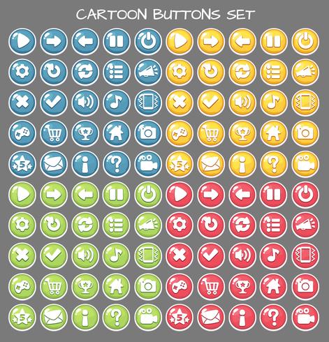 Pack de juegos de botones de dibujos animados, elemento GUI para juego móvil vector