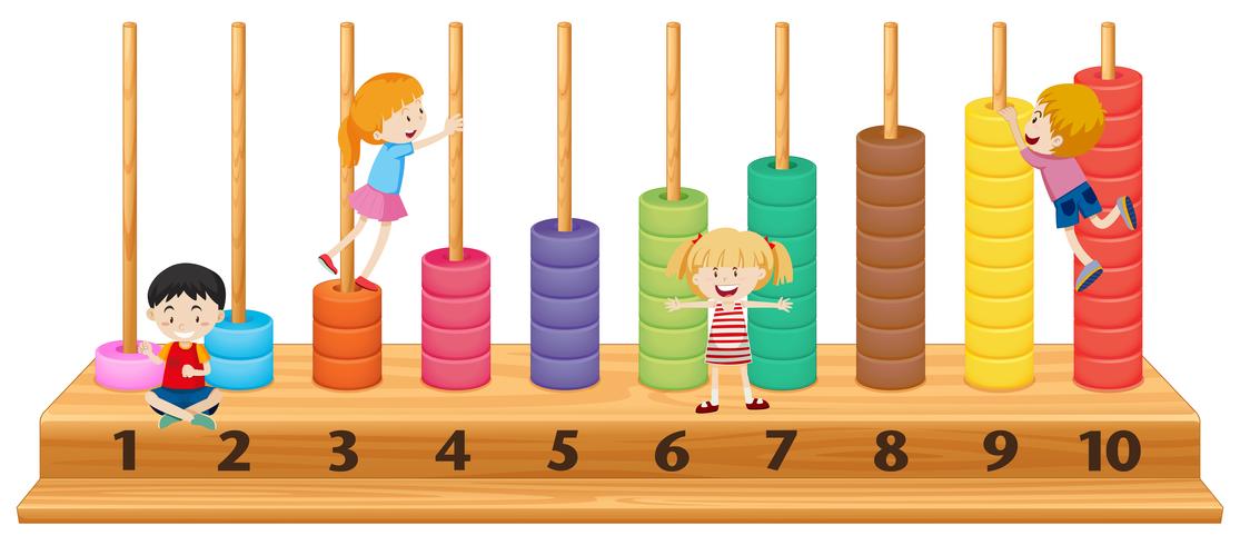 Children on colourful abacus  vector