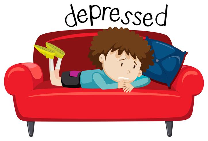 English vocabulary word of depressed vector