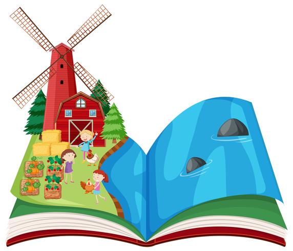 farm scene pop up book vector