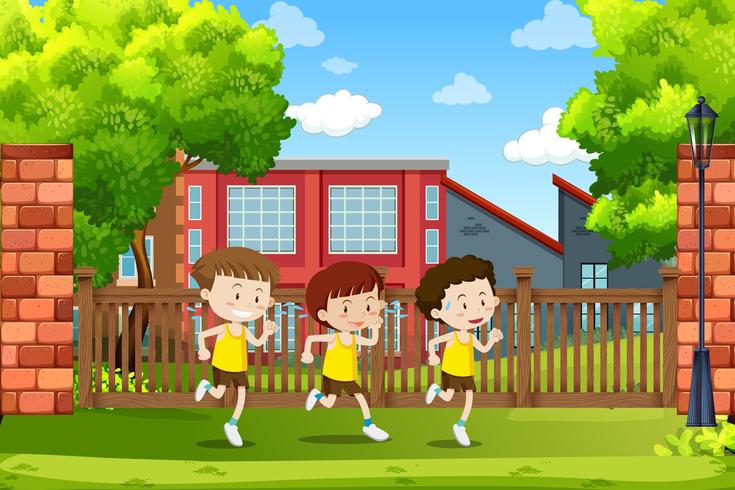 Group of boys running vector