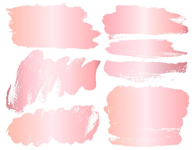 Set of brush stroke, Pink gold grunge brush strokes. Vector illustration.	
