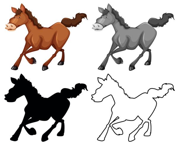 Conjunto de personaje de caballo vector