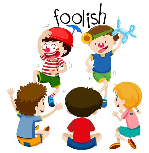 funny children being foolish vector