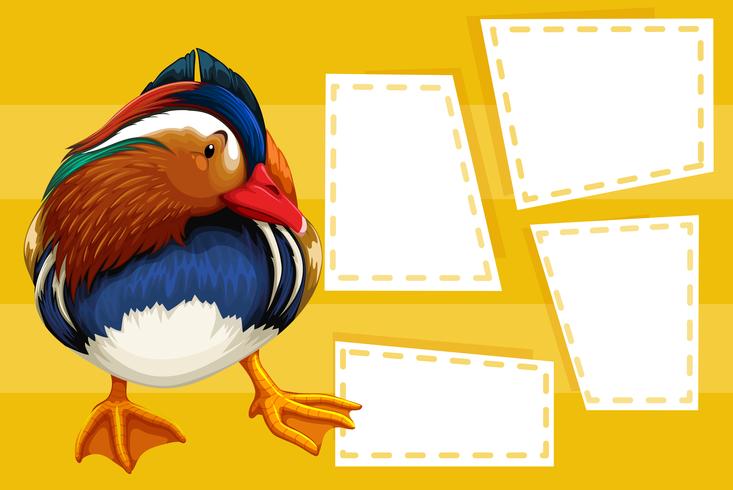 Duck on note template vector