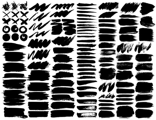 Gran conjunto de pinceladas, pinceladas grunge tinta negra. Ilustracion vectorial vector
