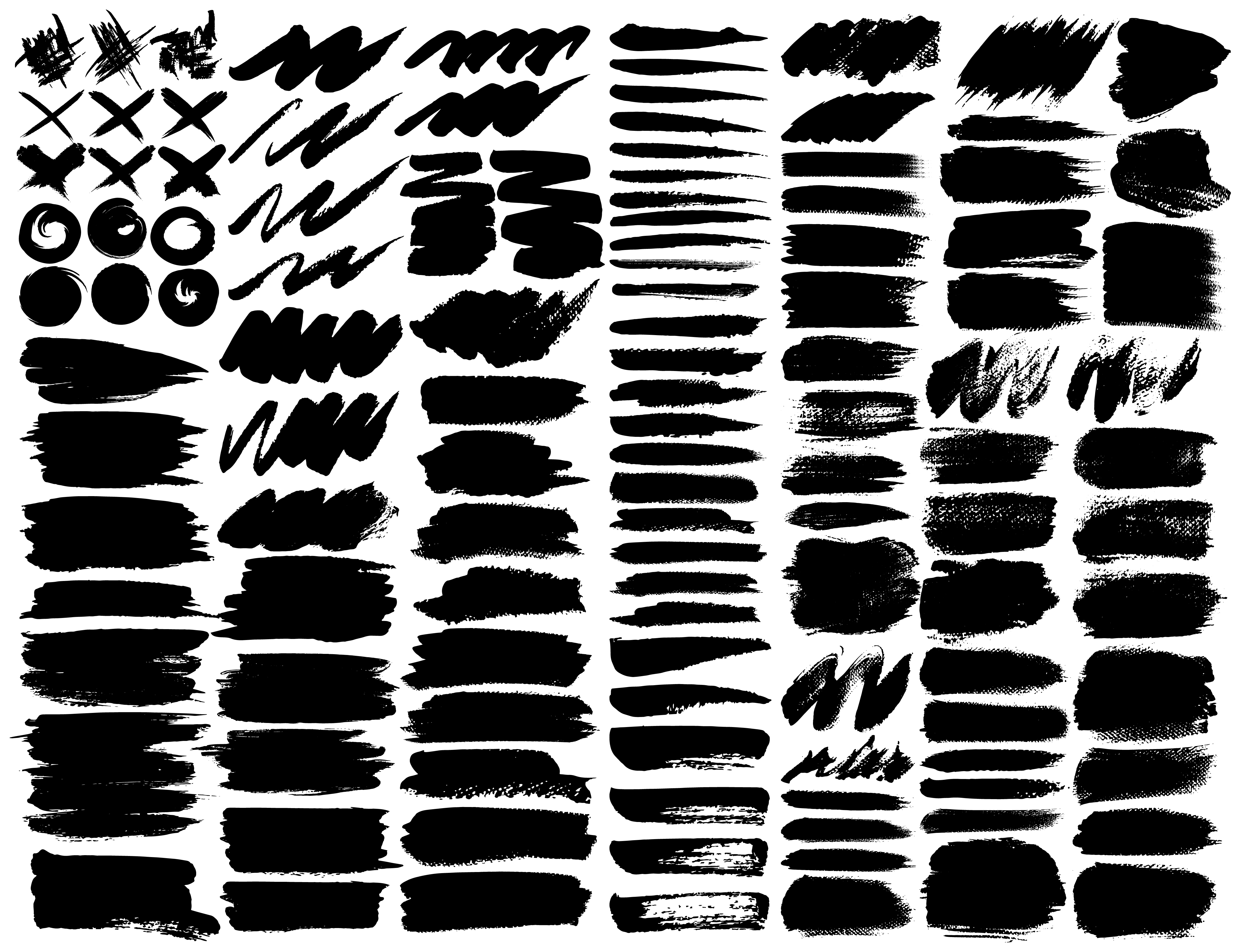 Download Big set of brush strokes, Black ink grunge brush strokes ...