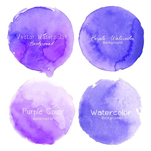 Purple watercolor circle set on white background. Vector illustration.