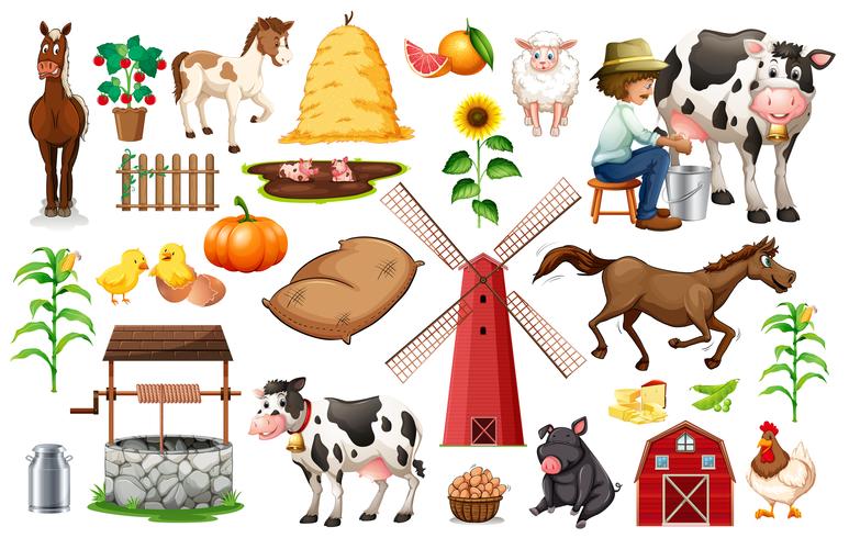 Set of farm objects vector