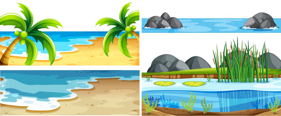 Set of different nature scenes vector