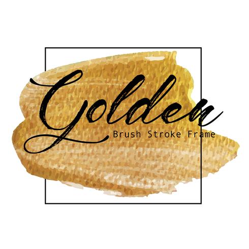 Golden brush stroke frame, Gold texture paint stain, Vector illustration.