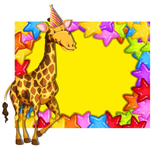 Giraffe on colourful border vector