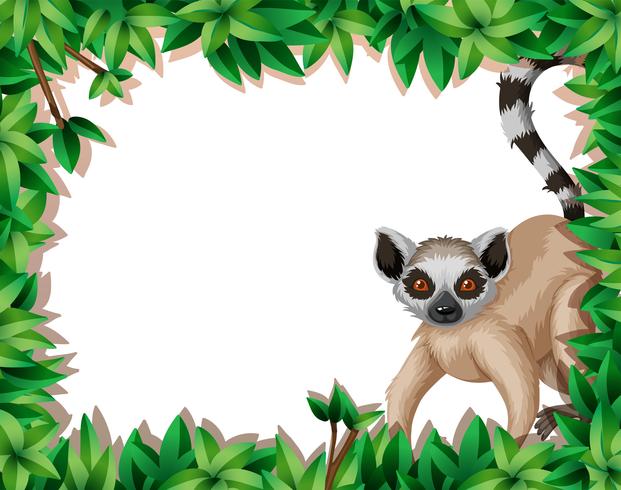 Lemur en marco de la naturaleza vector