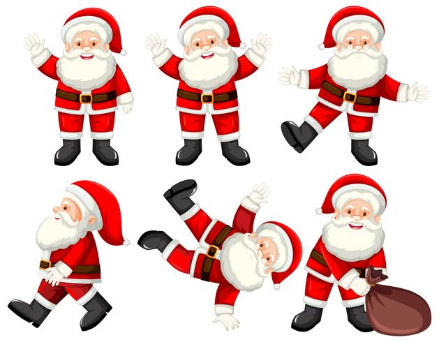 A set of santa poses vector