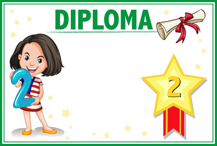 Grade two diploma certificate vector