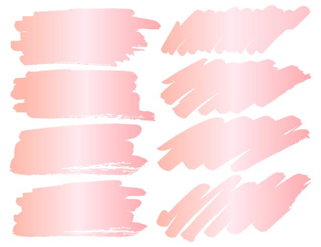 Set of brush stroke, Pink gold grunge brush strokes. Vector illustration.	
