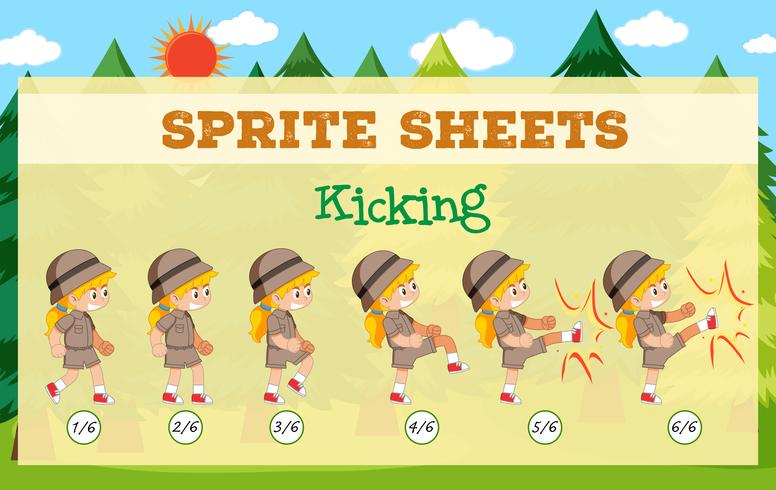 Game sprite sheets kicking vector