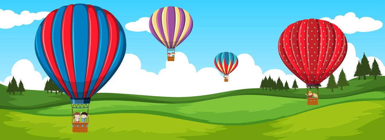 Travel by hot air balloon vector
