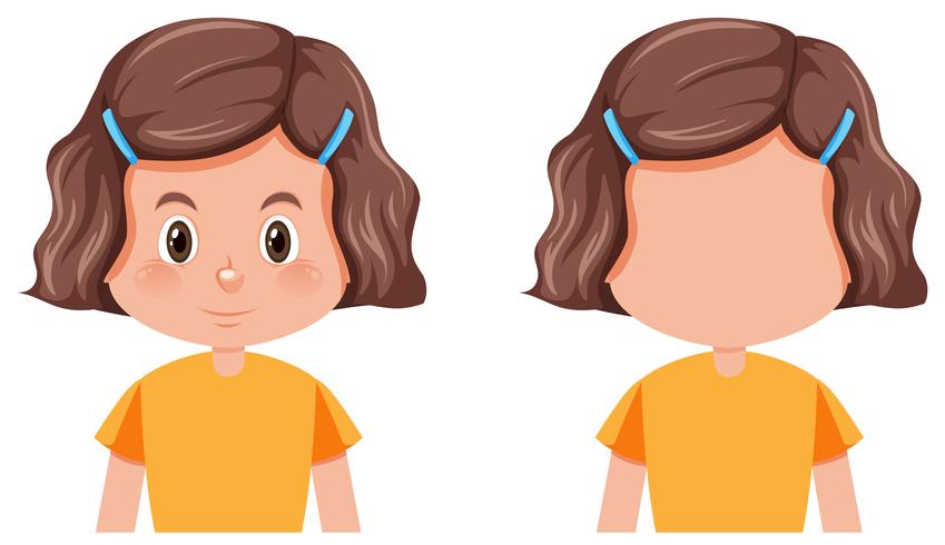 Conjunto de peinado diferente de niña vector