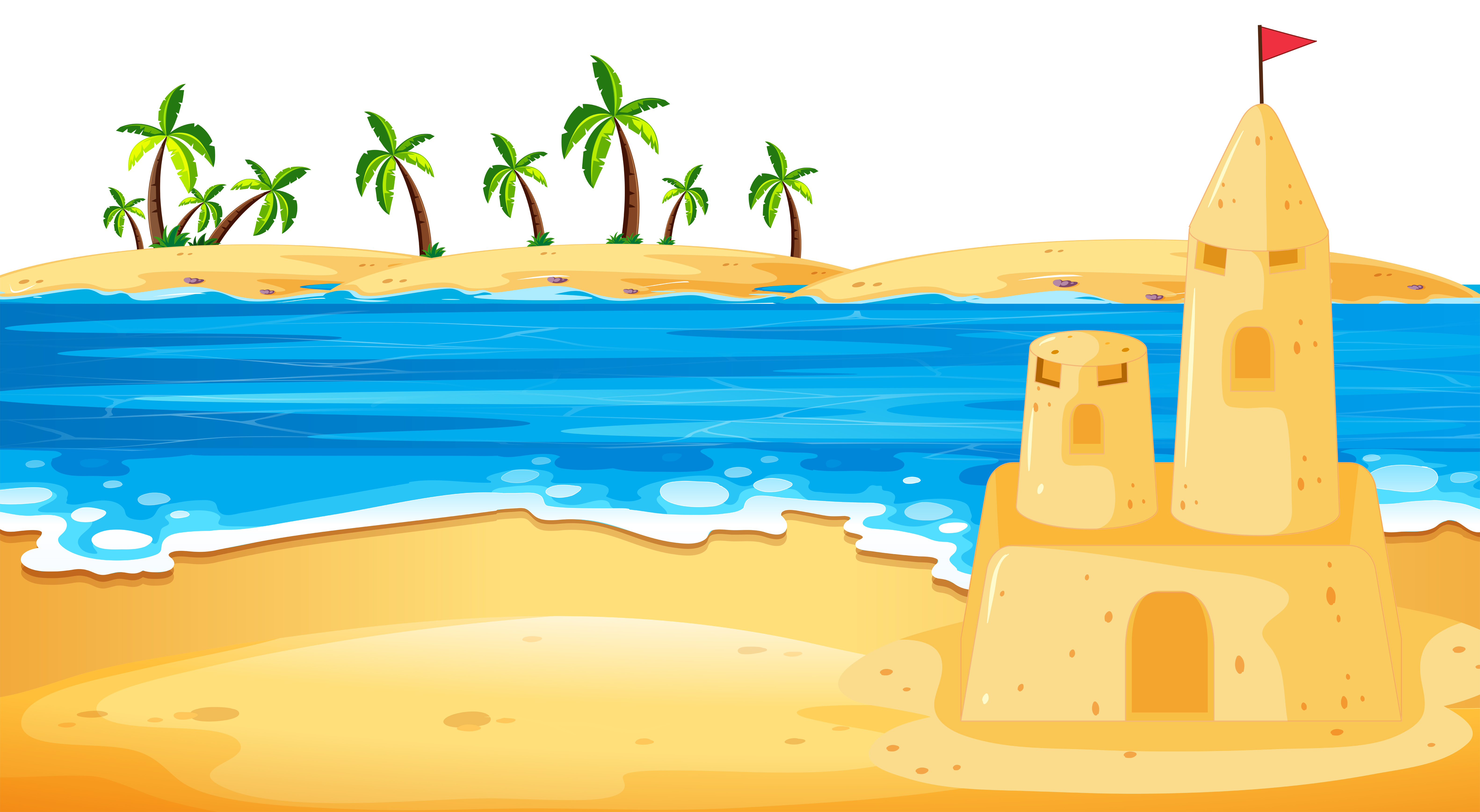 Sandcastle in beach scene 541548 Vector Art at Vecteezy