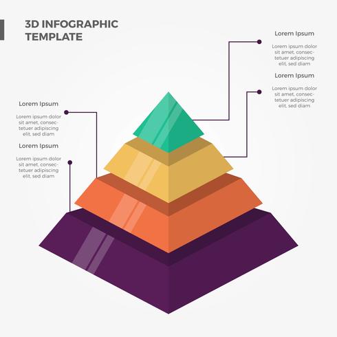 Flat 3D Infographic Elements Pyramid Vector Template