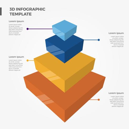 Plano 3d infografía elementos pirámide barra Vector plantilla