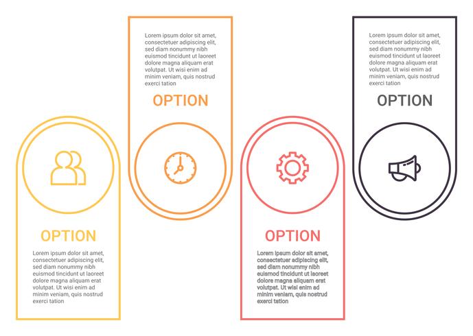 Diagrama de infografías con 4 pasos, opciones o procesos. Plantilla de negocio de vector para la presentación. Visualización de datos empresariales.