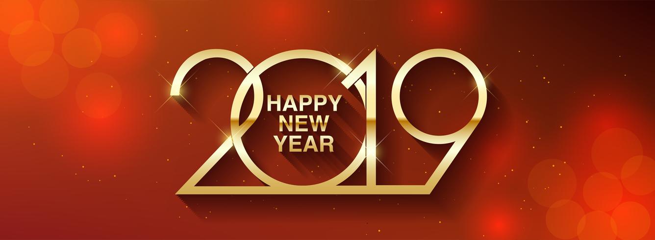 Happy New Year 2019 text design.  vector