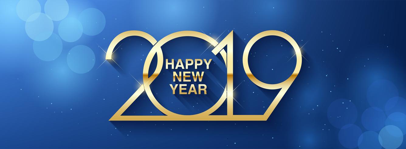 Feliz año nuevo 2019 diseño de texto vector