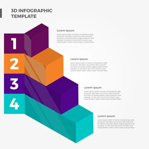 Plantilla de vector de elementos de infografía 3d plana