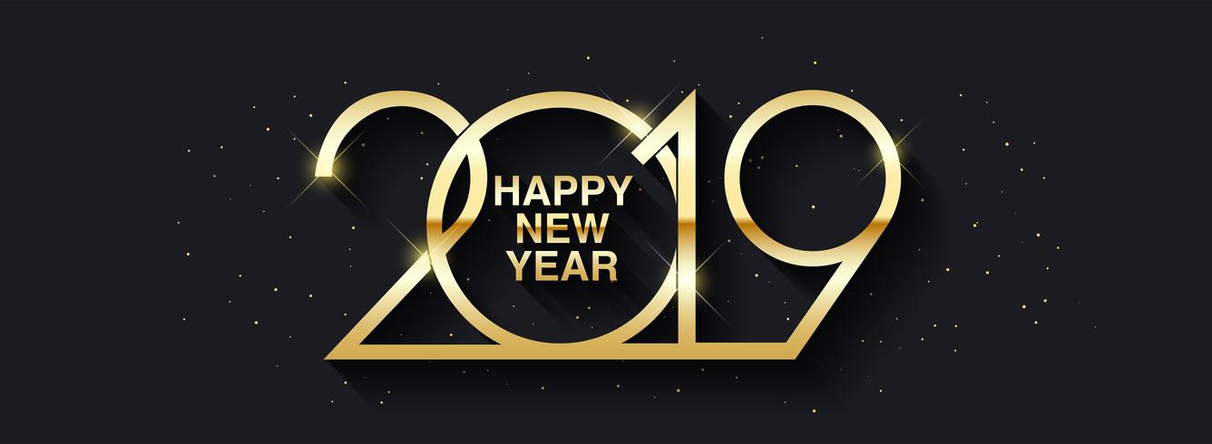 Happy New Year 2019 text design.  vector