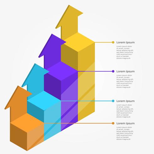 Flat 3D Infographic Bar With Arrow Vector Template