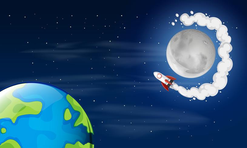 Earth and moon space scene vector