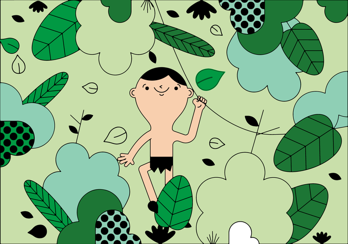 Jungle Scene With Boy vector