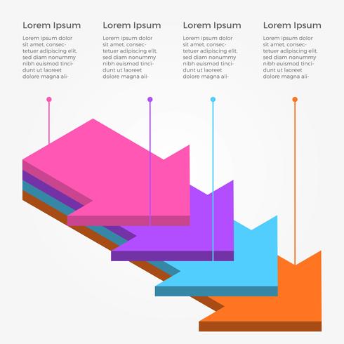 Flat 3D infographic With Arrow Vector Template