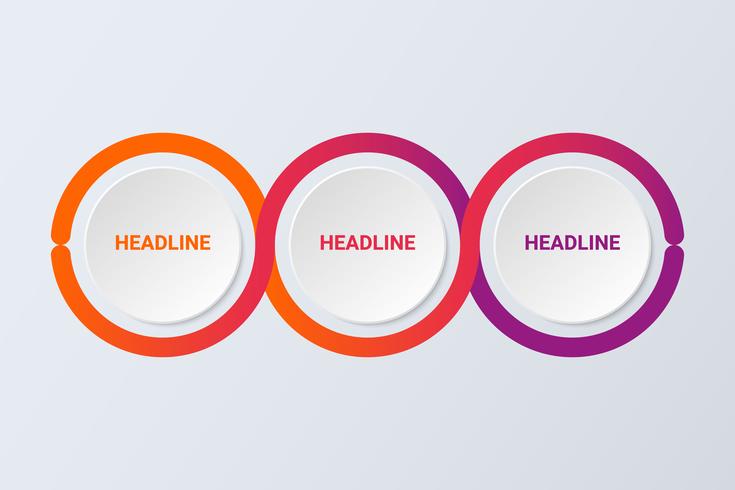 Modern abstract 3D infographic template with three steps for success. Business circle template. vector