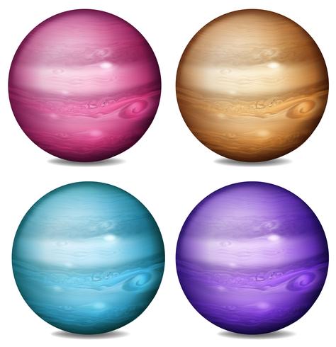 Set of colored planets vector