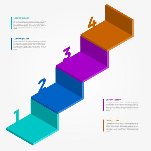 Infografía plana 3D paso Vector plantilla