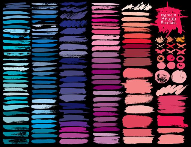 Gran conjunto de trazos de pincel colorido, pinceladas de grunge de tinta de colores. Ilustracion vectorial vector