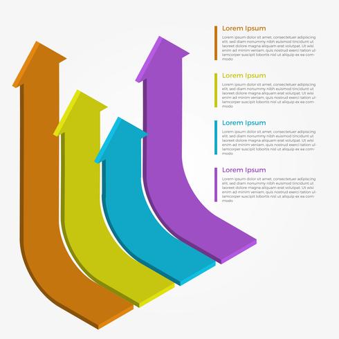 Flat 3D Infographic Arrow Vector Template