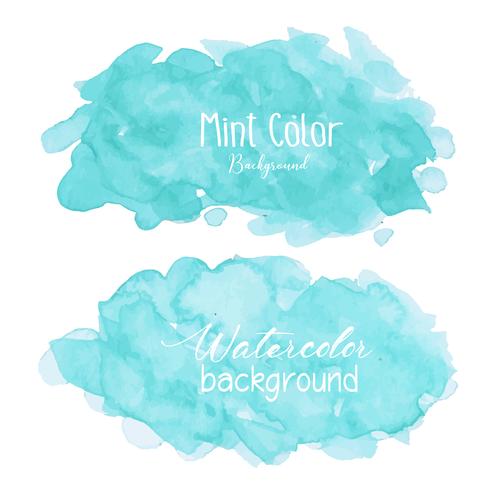 Mint abstract watercolor background. Watercolor element for card. Vector illustration.