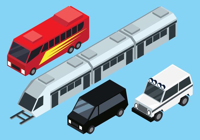 Conjunto de arte de clip de transporte isométrico vector