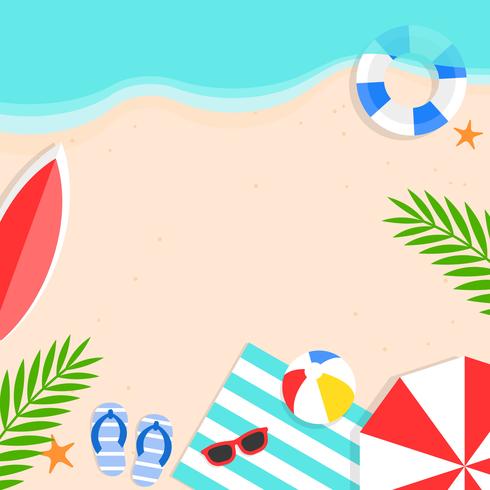 Horario de verano, ilustración de vector de fondo de playa de verano