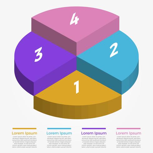 Plano 3d círculo infografía vector plantilla