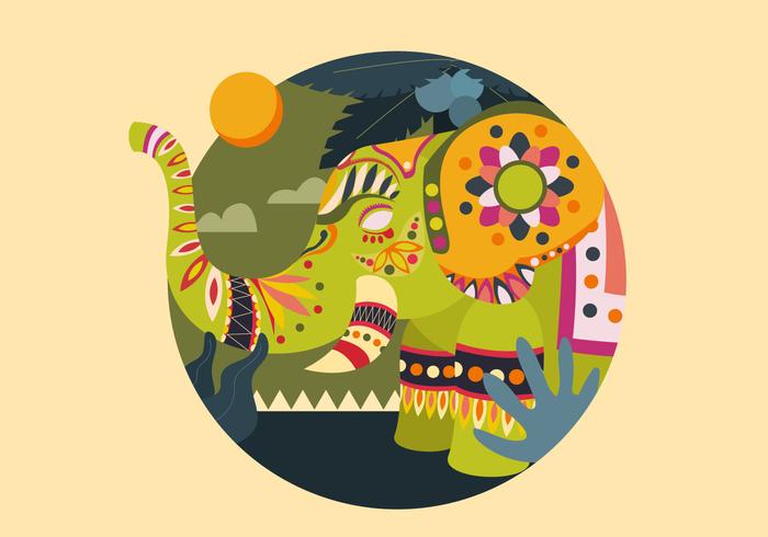 Decorative Painted Elephant Vector Illustration