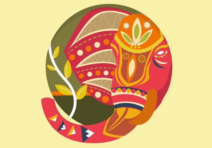 Decorative Painted Elephant Vector Illustration