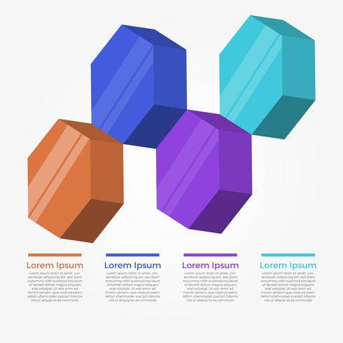Flat Hexagonal 3D Infographic Elements Vector Template