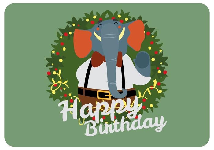 Elephant Happy Birthday Greeting Vector