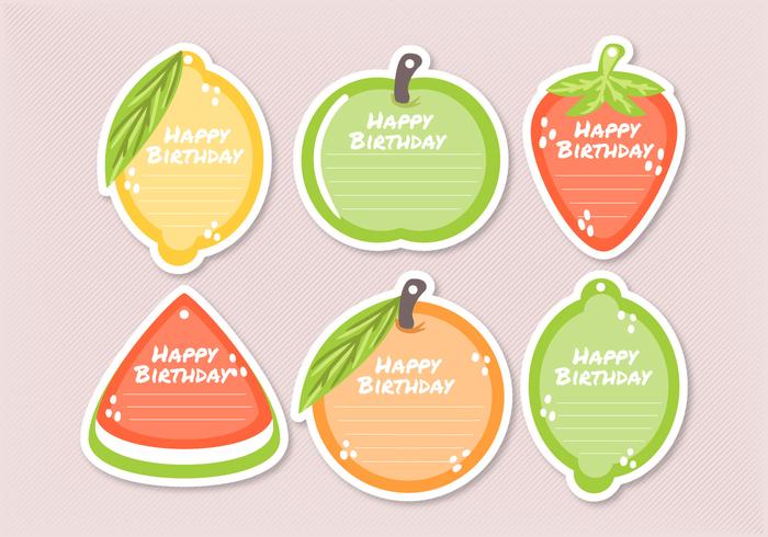 Etiquetas de regalo de frutas vectoriales plantillas vector