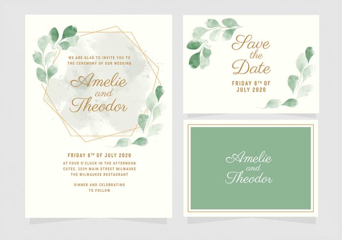 Invitación de boda de eucalipto de vector